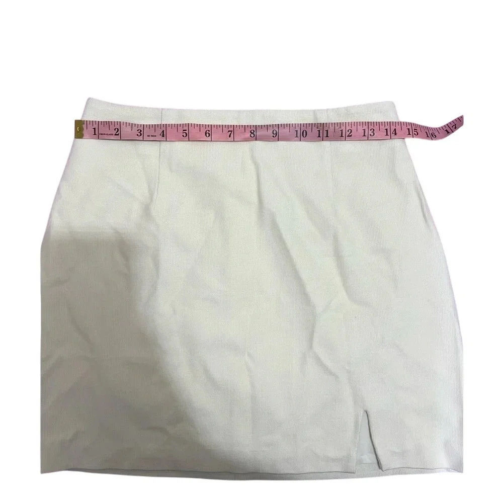 NEW OGL MOVE Ivory Size S Brushed Mid-Waist Split Mini Skirt Beige Off White